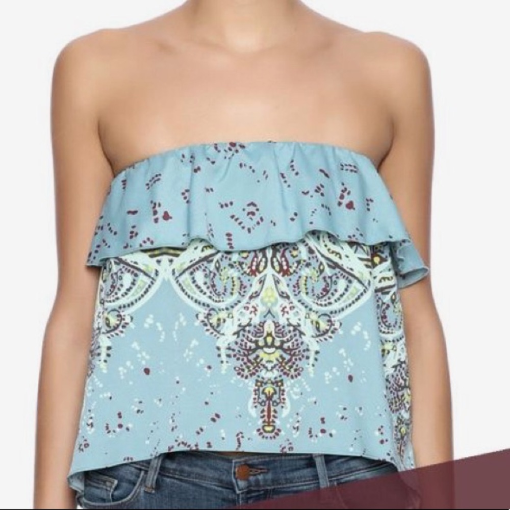 Blue w/ colorful print Free People strapless top